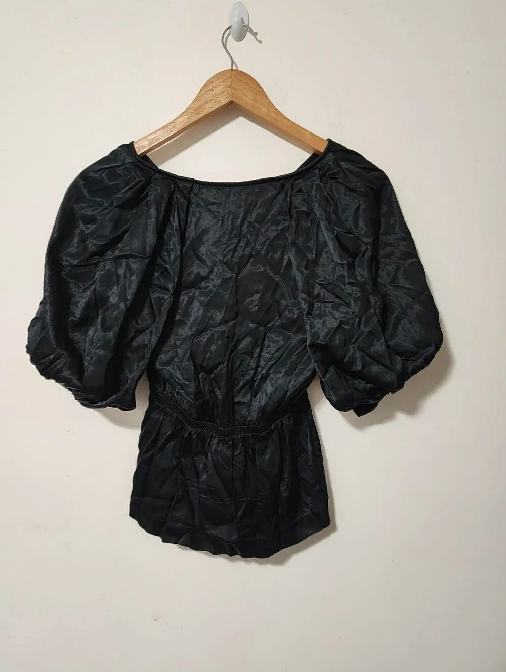 Madewell Black Puff-Sleeve V-Neck Blouse